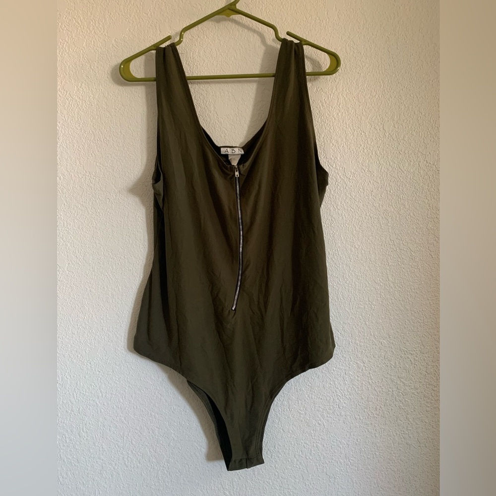 Olive Green One-Piece with Front Zip